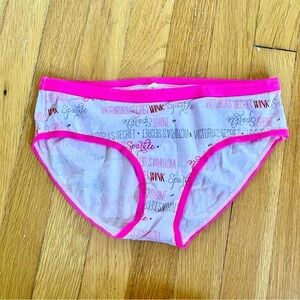 NWT Victoria's Secret Pink graphic Logo Band Cotton Hiphugger panties Medium M